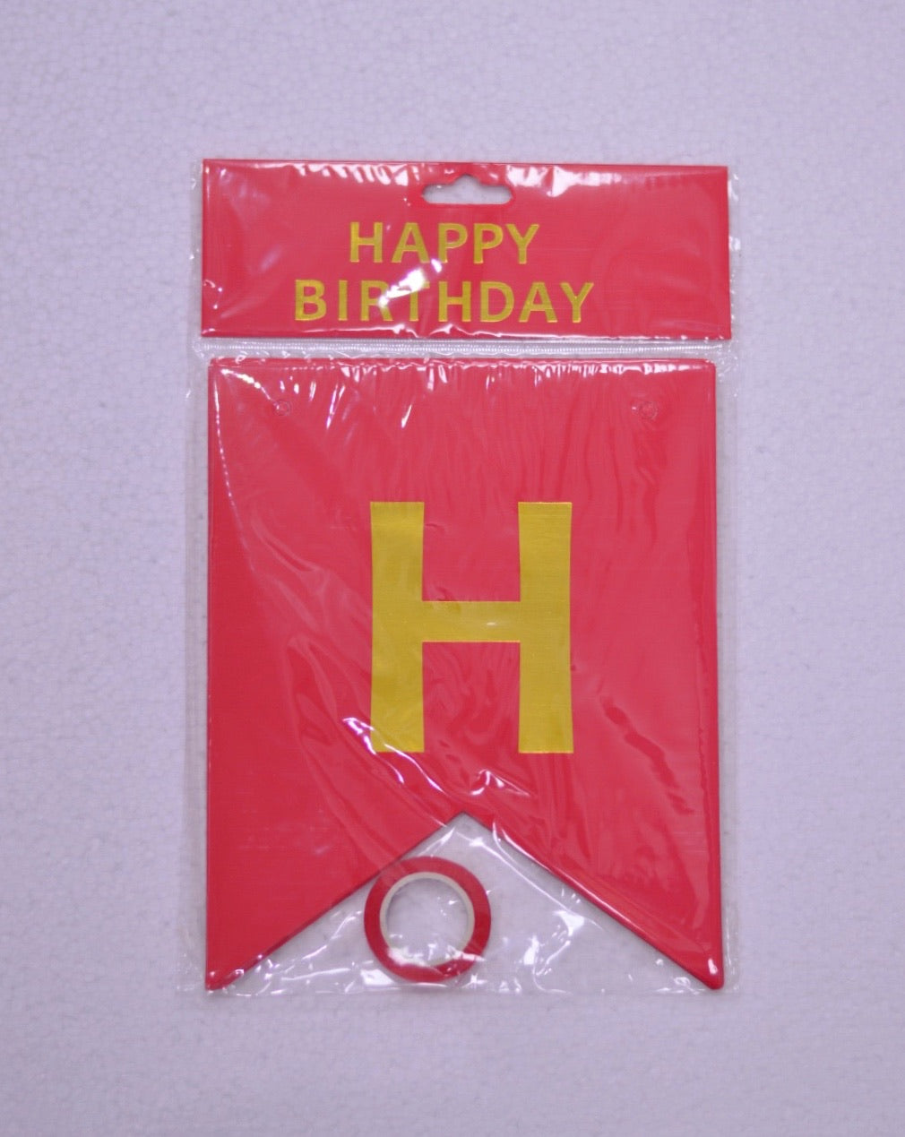 Banner grande Happy Birthday rojo letras doradas