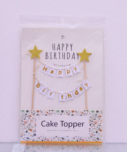 Cake Topper blanco Happy Birthday