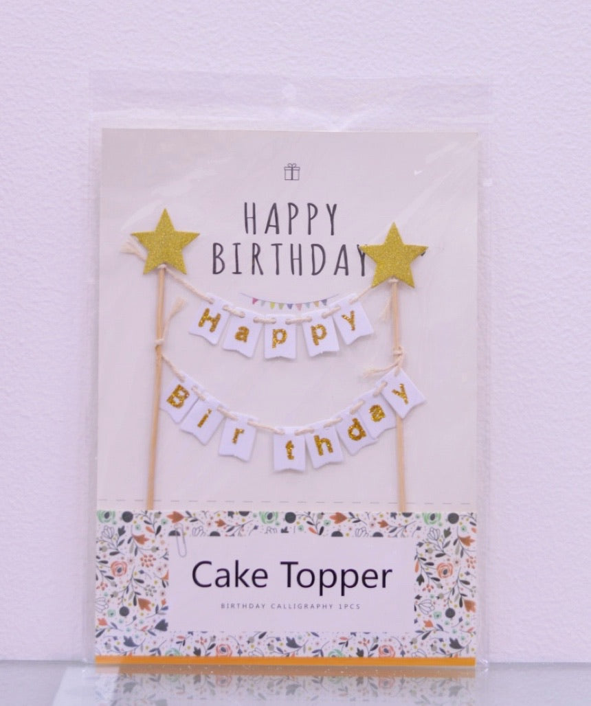 Cake Topper blanco Happy Birthday