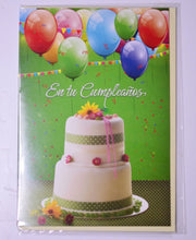 Cargar imagen en el visor de la galería, Tarjeta grande pastel y globos En Tu Cumpleaños
