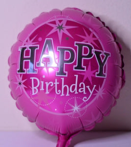 Globo mediano color rosado con estrellas Happy Birthday