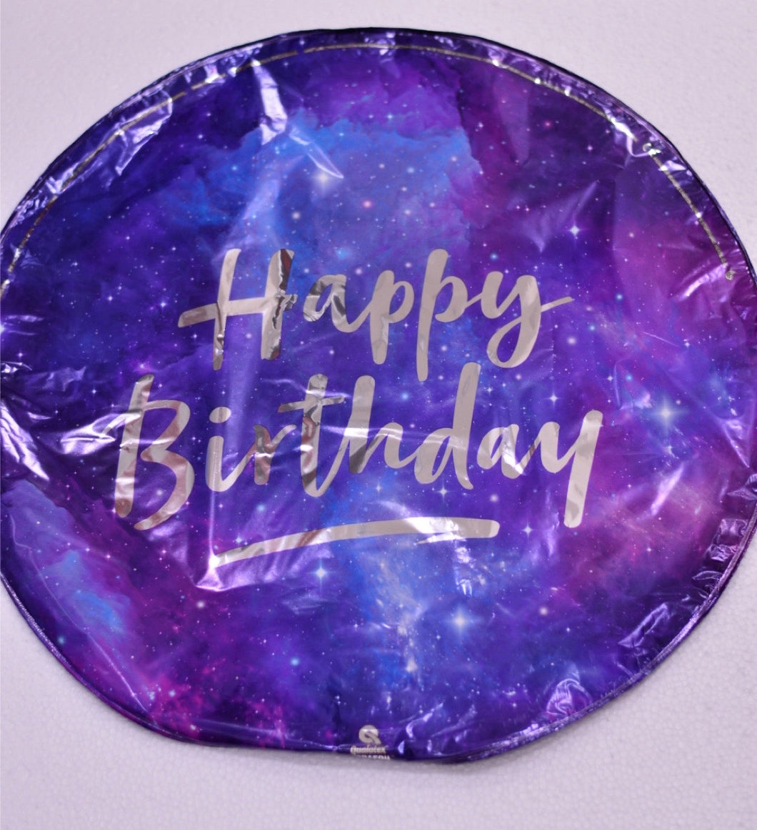 Globo grande morado azul espacial Happy Birthday