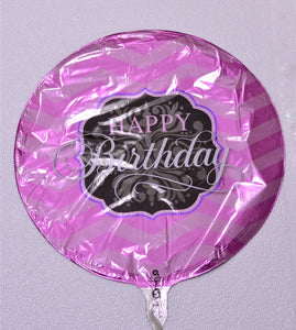 Globo grande rosado negro diseño clásico Happy Birthday