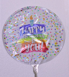 Globo grande blanco puntitos multicolores pastel Happy Birthday to you