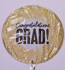 Globo grande dorado negro Congratulations Grad!