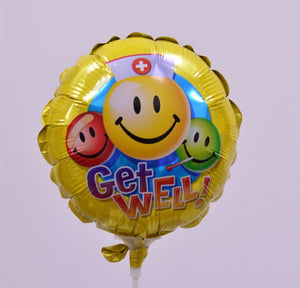 Globo mediano amarillo caritas felices Get Well