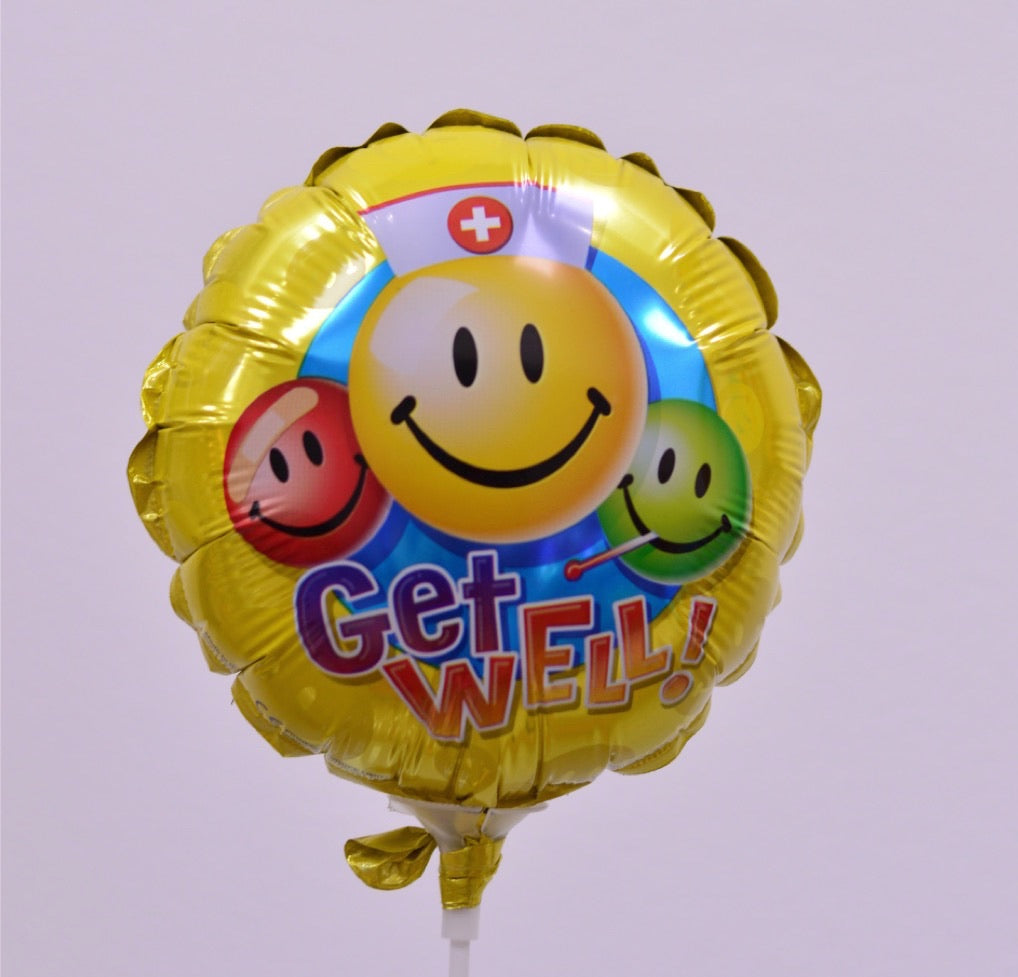 Globo mediano amarillo caritas felices Get Well