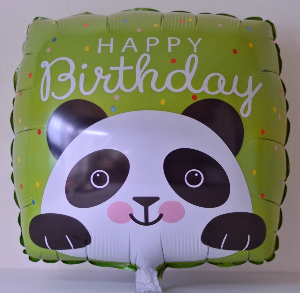 Globo grande color verde diseño de panda Happy Birthday