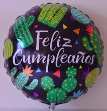 Cargar imagen en el visor de la galería, Globo grande color negro diseño cactus Feliz Cumpleaños
