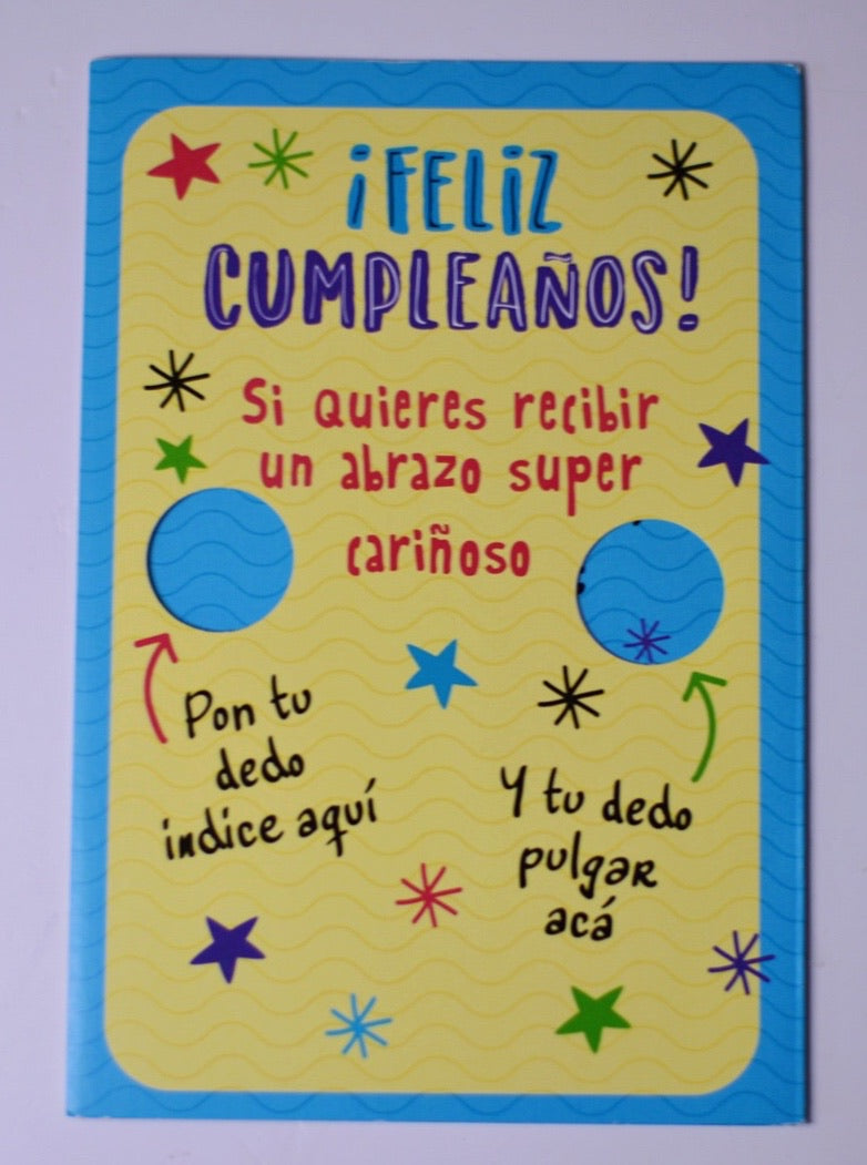 Tarjeta grande ¡Feliz Cumpleaños! Abrazo Cariñoso