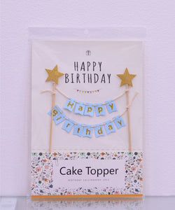 Cake Topper azul claro Happy Birthday