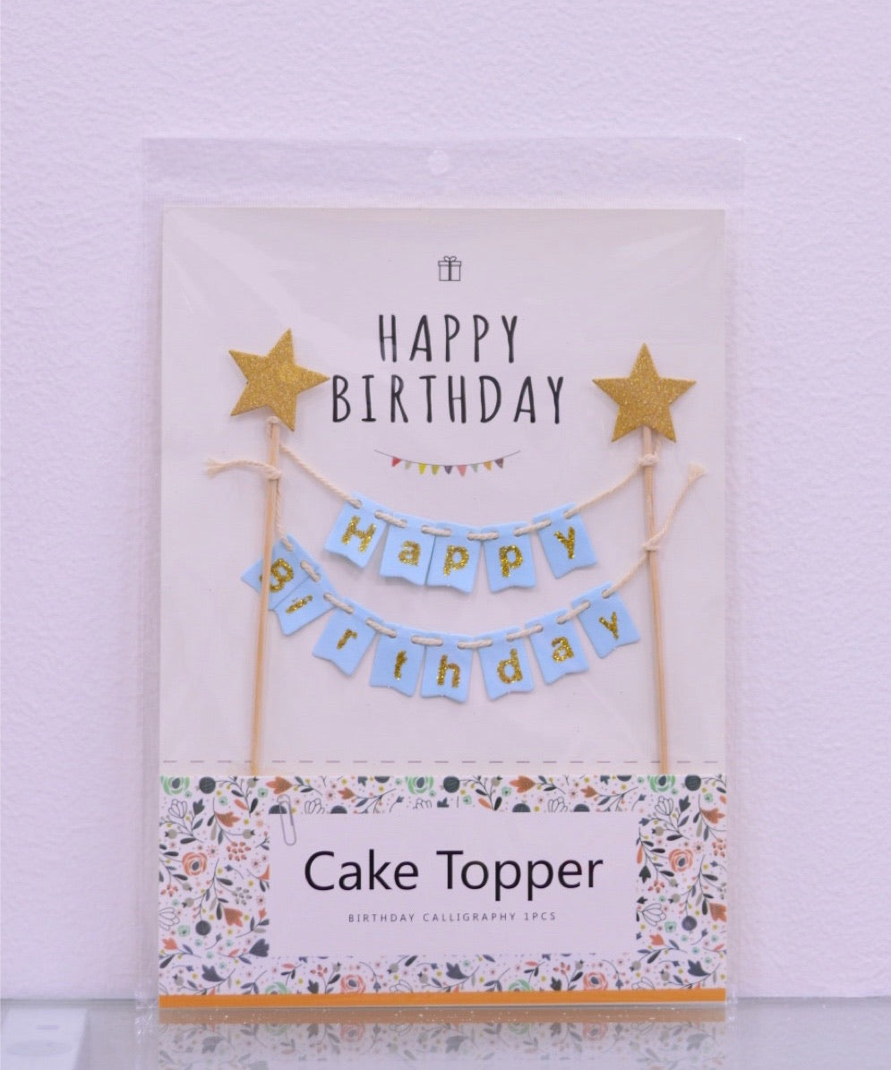 Cake Topper azul claro Happy Birthday