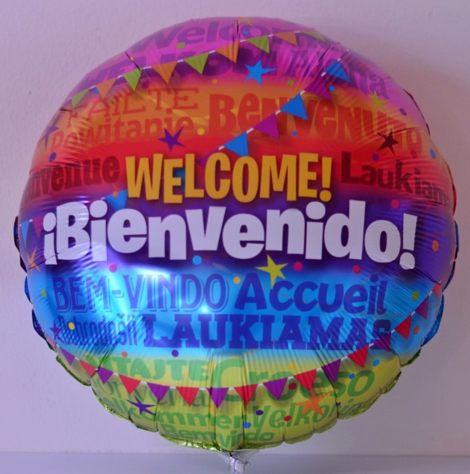 Globo grande multicolor diferentes idiomas Welcome!