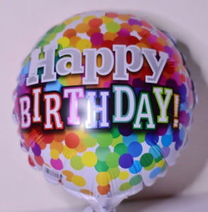 Globo mediano puntos multicolor Happy Birthday