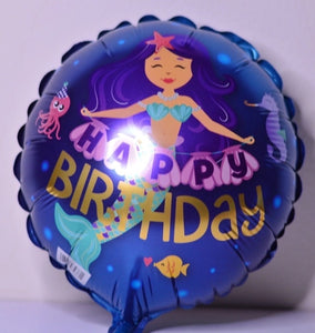 Globo mediano diseño sirenita Happy Birthday